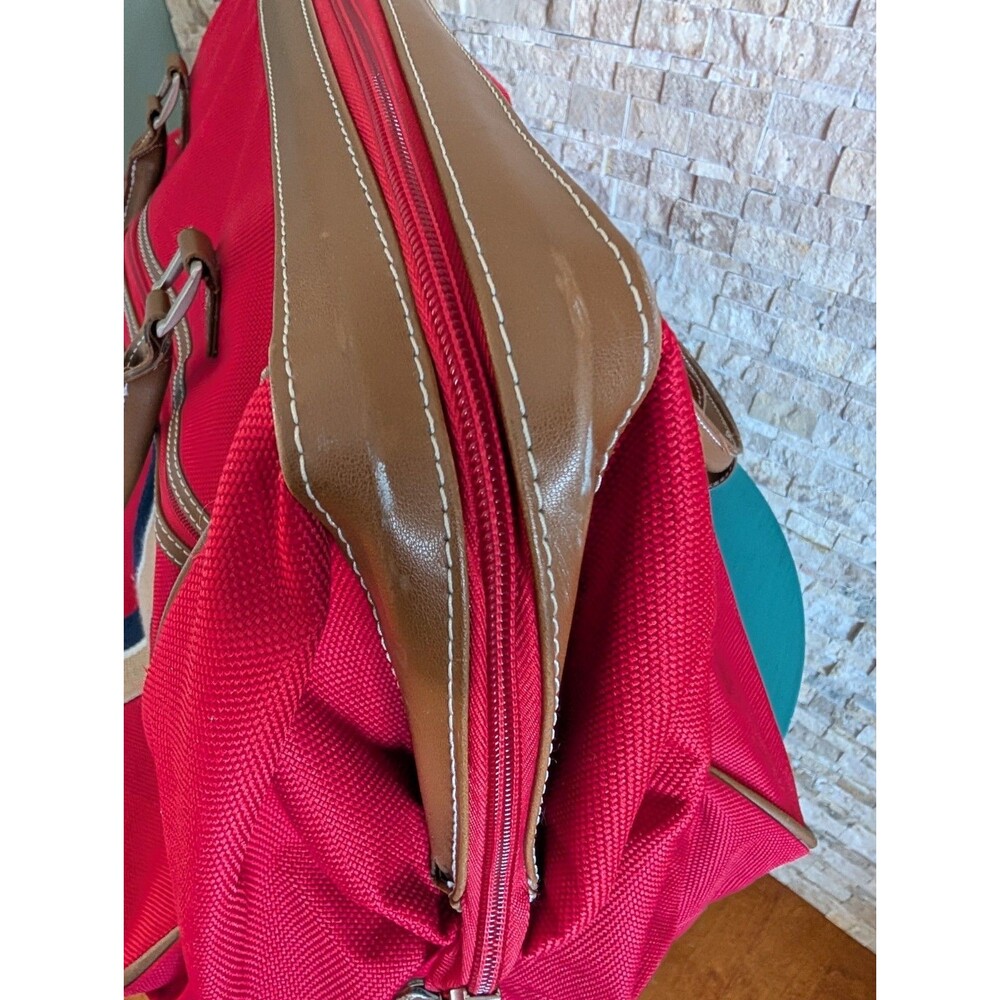 Tommy Hilfiger Red Heritage Prep Vintage Aesthetic Luggage Rolling Duffle Tote image 7